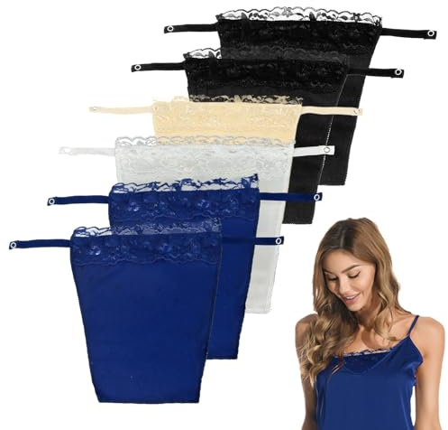 SKHAOVS 6 PCS Lace Clip Finto Canotta Reggiseno Inserto Overlay Modesty Pannello Gilet,Lady Reggiseno Inserto Overlay Modesty Panel Vest,Lady Lace Clip-on Mock Canotta,Taglia Unica (6 PCS) (6 PCS)