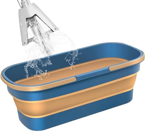 Secchio per mocio, lavabo pieghevole, secchio d'acqua rettangolare con ruote, secchio d'acqua pieghevole da campeggio con manici, cestino per acqua detergente per mocio per spiaggia all'aperto o