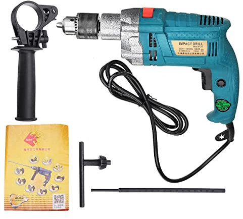 Taladro de impacto eléctrico de 1980 W 3800 rpm, mango giratorio antideslizante de 360 ° con escala de medición de profundidad, sistema de refrigeración espinal, herramienta de mano