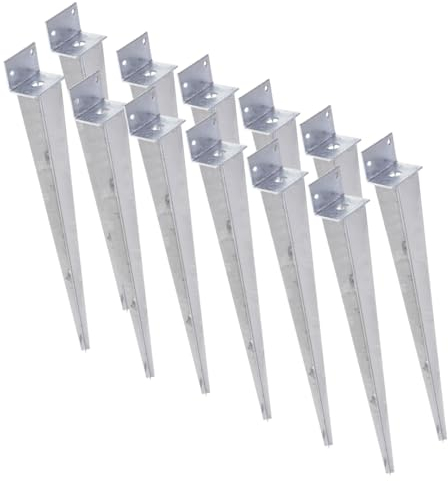 Aqbau® 12er Set Einschlag-Bodenhülse L 40 x 500 mm, Pfostenträger, Einschlaghülse, Einschlagbodenhülse Feuerverzinkt, Bodenhülsen für holzpfosten, Einschlaghülse, Erdspieß, L form
