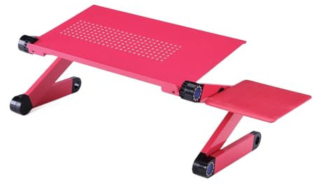 Zippace Escritorio ajustable para computadora portátil, multifuncional, ergonómico, ventilado, soporte de mesa (480 x 260 mm con alfombrilla de ratón, rosa)