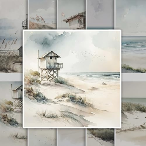 GRAZDesign Fliesenaufkleber Bad & Küche, maritim Leuchtturm Watercolor, Klebefliesen selbstklebend Küste, 15x15cm - 8 Stück