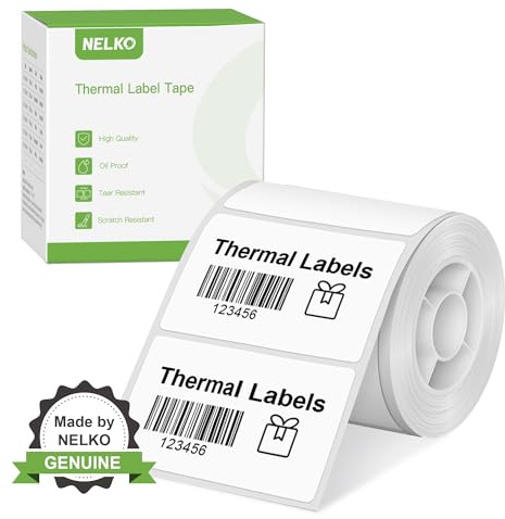 Thermoetiketten für Nelko PM220 Etikettendrucker, 50 x 30 mm, wasserfest, Multifunktions-Etikettenband, 1 Rolle mit 230 Blättern selbstklebender Thermopapieretiketten (weiß)