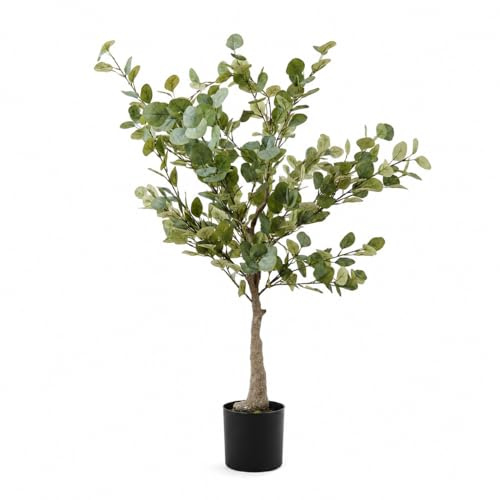 Valyria Home | Eucalipto Artificial 130 cm – Planta Artificial Realista para Decoración de Hogar y Oficina – Árbol Eucalipto Decorativo Realista de Plástico para Interior – Eucalipto Verde Elegante
