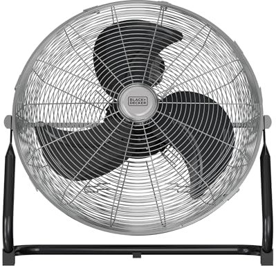BLACK+DECKER - Ventilatore da Pavimento 120W | 3 Velocità | Diametro 45cm | 3 Pale in Metallo | Inclinazione Regolabile | Base Antiscivolo | Maniglia di Trasporto | Griglia Rimovibile | Avvolgicavo