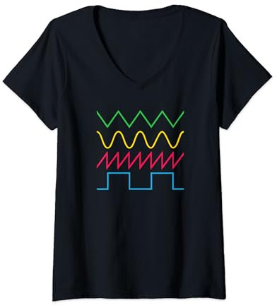 Damen Waveform Modularer Synthesizer Analoge Bleep Audiowaves T-Shirt mit V-Ausschnitt