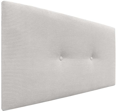 DHOME Kopfteil aus glattem Cord mit Knöpfen, hohe Qualität, modernes gepolstertes Kopfteil, Luxus-Bett, gepolstertes Schlafzimmer (Elfenbeinweiß, 110 cm)