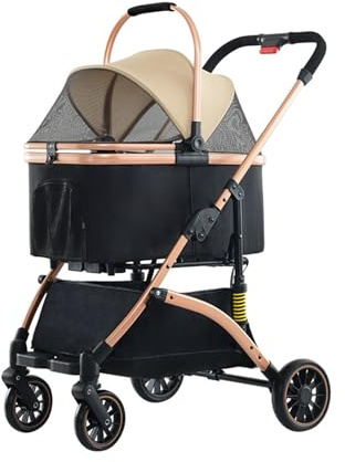 Hundebuggy 3-in-1 Abnehmbarer Korb, Hundewagen für Mittelgroße Und Kleine Hunde, Leichtgewicht mit One-Touch-Klappknopf