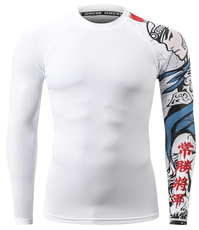 HUGE SPORTS Badeshirts für Männer UPF 50+ Schnelltrocknende Kompression Langarm Herren Rash Guard ZhaoYun L