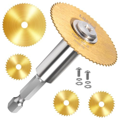 LitKiwi 1/4-Inch Hex Shank with 4PCS Rotary Drill Saw Blades(Titanium Coating),HSS Saw Disc Wheel Cutting Blades for Drills Rotary Tools