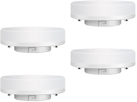 YdseozOA 4 Stück GX53 7 W 3000 K LED-Unterschrankbeleuchtung, warmweiße Tageslichtbirnen, kein Flimmern, nicht dimmbar, für runde CFL-Unterregalbeleuchtung