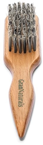 GranNaturals Hard Bristle Brush for Slick Back Hair & Teasing - Stiff Reinforced Nylon Hairbrush for Smoothing Thick Curly Hair into Sleek Ponytail Bun - Wide Rat Tail for Sectioning & Parting