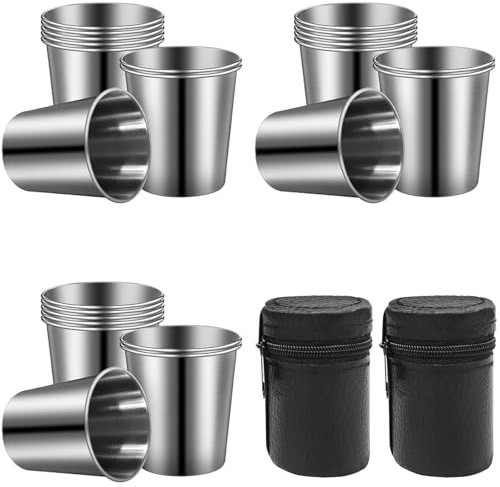YouXiaor Gobelets en Acier Inoxydable,18PCS Verres à Shot en Acier Inoxydable,Tasses Gobelet Bière Empilables et Portables Verre à Shoot Shooter Verre Gobelet à Shoot Verre à Schnaps Whisky Rhum(30ml)
