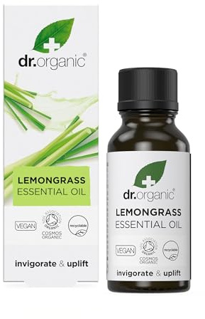 Dr Organic Lemongrass Oil - Organic Essential Oil for Skin, Aromatherapy & Diffusers, Vegan, Paraben & SLS Free, 10ml