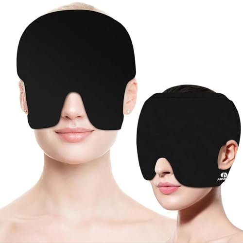 Apanphy Bandeau Gel Froid 3-en-1 avec Pads Gel 360° | Compresse Chaude/Froide contre Migraines, Maux de Tête & Insomnie | Masque Rafraîchissant Réutilisable Unisexe (Noir)