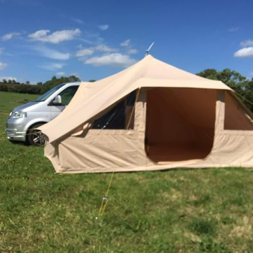 Dubpod 'Roamer' 4.4m x 3m 285gsm 100% Natural Cotton Canvas Camper Van Awning with Kevlar Stove Hole | Dubpod StoveMate Range