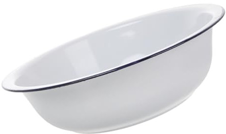 Vaguelly Bol Grande Para Mezclar Pan Esmaltado Vintage, Cuenco De Esmalte Blanco De 34 Cm, Resistente y Multifuncional, Adecuado Para Lavar Verduras y Uso Doméstico