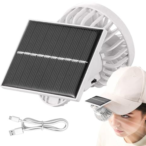 Eventerde Ventilateur Clip | Petit Ventilateur Solaire Clip avec Batterie Rechargeable,Accessoire de Camping avec Système de Refroidissement Manuel pour Randonnée, Pique-nique et Voyage