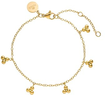 Purelei Filigranes Armband mit 7 Anhängern – Edelstahl vergoldet – inspiriert von Natur & Element Erde – Verstellbar 16–20 cm – Gold/Silber/Roségold