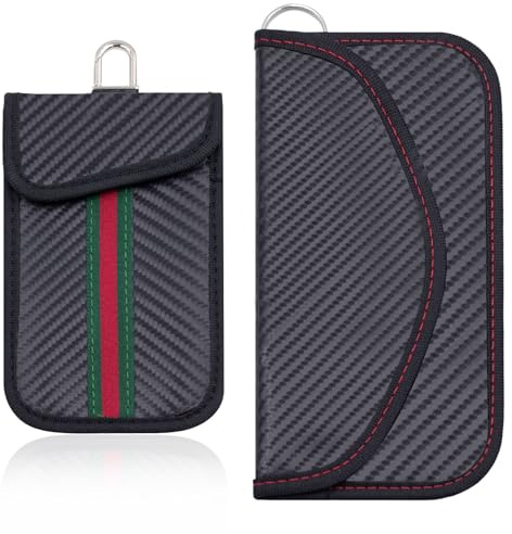 Primasage 2 Pièce Etui Anti RFID, Sac à Clés de Voiture avec Protection Sécurité, Blindage du Signal Protege Clef Voiture pour Toutes Les Clés de Voiture Téléphones Portables