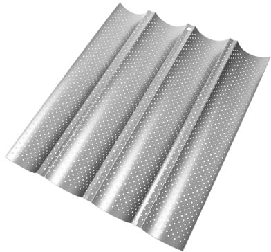 SOLUSTRE Teglia Da Forno Per Pane Francese 4 Scanalature in Acciaio Al Carbonio Resistente Al Calore Per Uso Domestico e Preparazione Di Baguette e Hot Dog