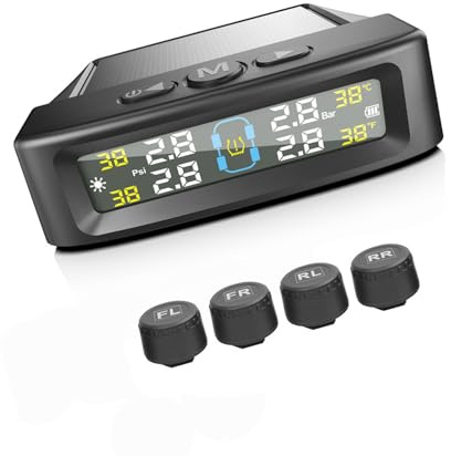 FROMCEO Solar USB Power TPMS Car Tire Monitor Tire Pressure Sensors Security Alarm Systems Digital Display Tyre Pressure