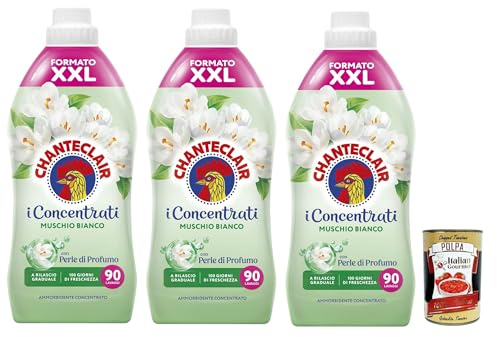 Italian Gourmet Adoucissant Sublime Muschio Bianco 3 x 1800 ml | Parfum intense et longue durée, jusqu'à 70 lavages, soin frais pour le linge, poids net total 5,4 l + pulpe gratuite 400 g