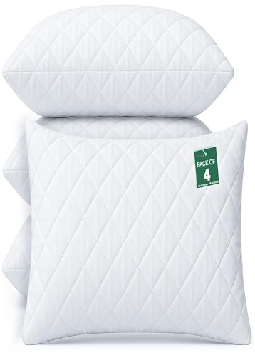 Adam Home Cushion Inserts 50cm x 50cm (20 x 20 inches) 4 Pack Hotel Quality Polycotton Quilted Cover Hypoallergenic Fluffy White Cushions Inner Bounce Back Hollowfibre Cushion Pads for Sofa