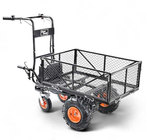 SuperHandy Utility Service Cart Power Wagon Wheelbarrow Electric 48V DC Li-Ion Powered 300 KG Load and 460 KG+ Hauling Capacity Farm and Garden All Purpose Modular Cargo Bed