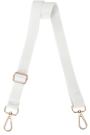 QUARKZMAN Correa Ancha De Hombro Ajustable De 2.5 Cm para Bolso Bandolera O Bolso De Mano con Hebilla De Núcleo Extraíble En Color Blanco Y Oro Claro