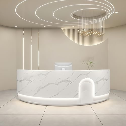 Reception räknare för skönhetssalonger, detaljhandelsdiskar, 20 cm (ca 203 cm) lång, böjd receptionsbänk för klädaffärer, kontor, butiker, lobbyer, ingen montering krävs,