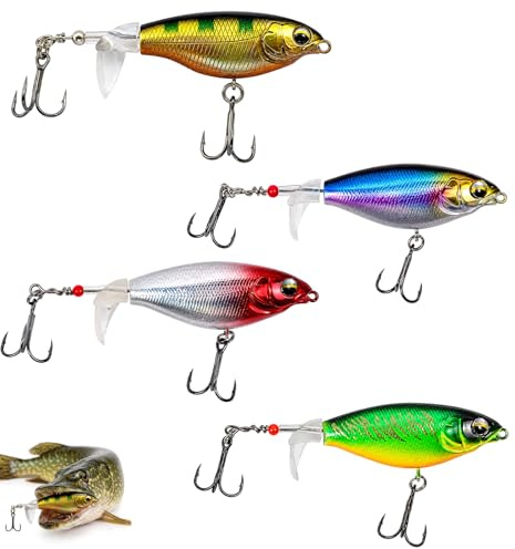 Hecht Köder, Barsch Köder Angelköder Set, 4 Köder für Süßwasser Barschangeln und Salzwasser Wettkämpfe, Ideal für Bootsausflüge und Geschenk für Angler