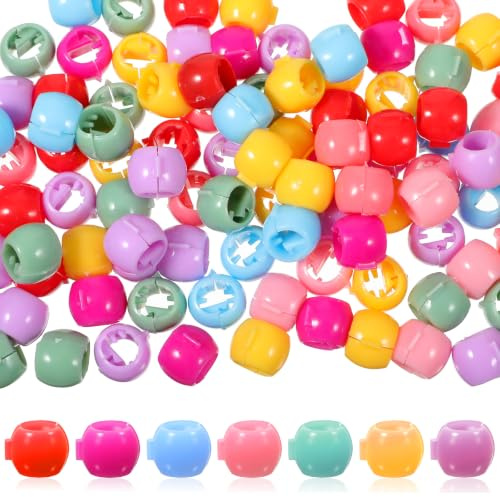Lot de 100 pinces à cheveux multicolores à clipser - Mini perles rondes - Pinces à cheveux en plastique pour enfants - Pour queue de cheval