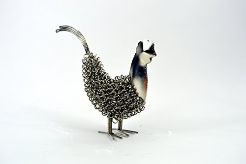 Black Country Metal Works The Farmyard - Collection of Twisted Wire Farmyard Sculptures (Rooster, Silver)