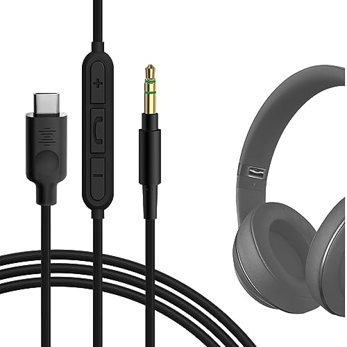 GEEKRIA USB-C Digital to Audio Cable with Mic Compatible with Beats Studio Pro/3 Solo 4/3, Replacement Type-C Audio Cord with Inline Microphone and Volume Control (4ft/1.2m)