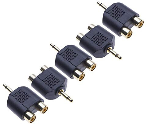 3,5 mm Klinke auf Chinch Adapter von Keple, 3 5 mm Mono Klinke Stecker männlich zu 2X Cinch Buchse Kupplung weiblich, RCA Phono Stecker Y Audiodapter (5 Stück)