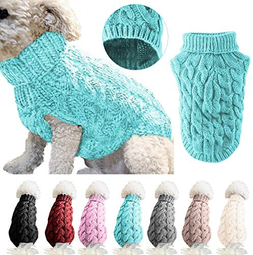 Rollkragen-Strickpullover für Haustiere, Winterwärmer, Dicker Pullover, Strickwaren, Häkelmantel, Kleidung für kleine, mittelgroße und große Hunde, Welpen, Katzen (XL, blau)