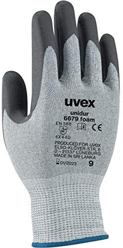uvex Unidur 6679 Foam Cut Protection Gloves - 1 Pair Cut Resistant Work Gloves, grey (09/L)