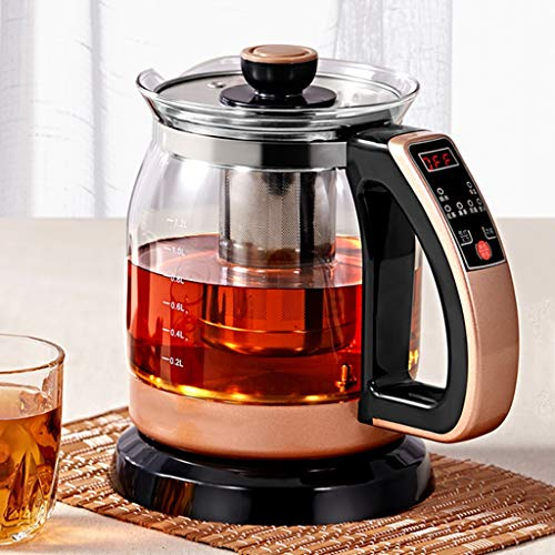 YXCKG Tetera Te De Vidrio 1.2L, Tetera De Cristal Eléctrico 700W, Hervidor De Agua Eléctrico, Pantalla con Indicador de Temperatura, Infusor De Té Y Calentador