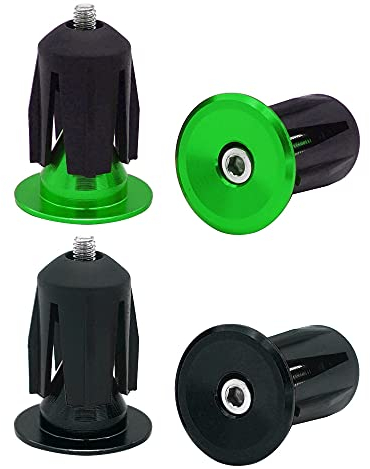 QitinDasen 2 Paar Lenkerstopfen Endstopfen, Fahrrad Lenker Endkappen, für Rennrad, MTB, BMX (Grün + Schwarz)
