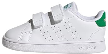 adidas Advantage Lifestyle Court Two Hook-and-Loop Shoes, Zapatillas de Tenis, Cloud White/Green/Core Black, 25 EU
