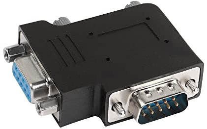 QIANRENON RS232 DB9 Stecker auf Buchse, 90 Grad rechtwinkliger Adapter, Extender DB9 L-Winkel-Stecker, für serielle Kommunikationsschnittstellengeräte, linksgebogen