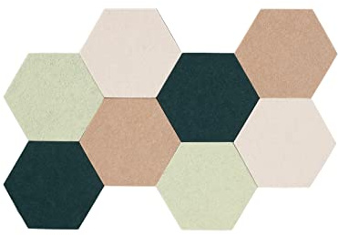 LAJAR 8 Pcs Hexagon Felt Bulletin Board Tiles, Self Adhesive Felt Pin Board Wall Tiles for Photos, Pictures, Memos (Green)