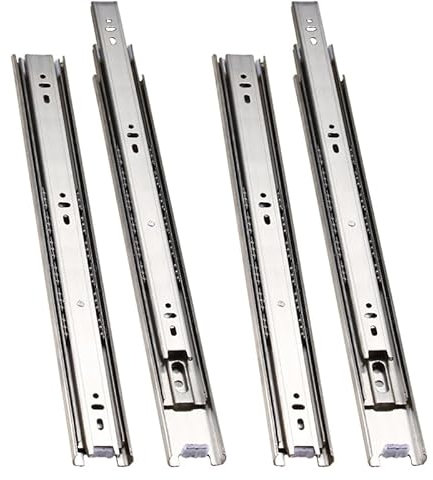 2 paia Guide per Cassetti 45cm in Acciaio Inox Estrazione Totale, Cuscinetti a Sfera, Fino a 45kg
