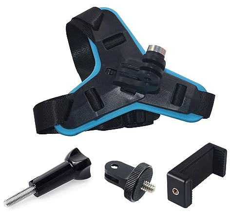 Helweet Support de Menton pour Casque, Moto Fixation du Menton, Sangle de Menton pour Casque de Moto, Support Menton avec Sangle, Kit D'accessoires pour Caméra d'action, Ensemble de 4 Pièces