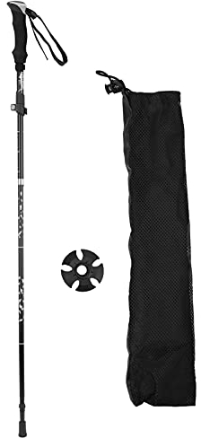 MOLVUS Multifunktionaler Gehstock, 5 Abschnitte, zusammenklappbar, aus Aluminiumlegierung, Verstellbarer Faltstock für Outdoor-Wanderungen, leicht zu reinigende Alpenstöcke