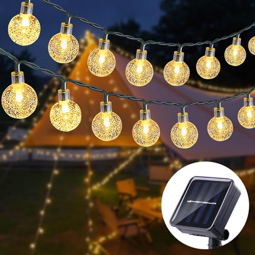 Anmossi Guirnalda Luces Exterior Solares, 11M 60 LEDs Guirnalda Luces Solar,8 Modos,Impermeable Cadena de Luces Solares para TInteriores y Exteriores Jardín,Navidad,Terraza,Fiestas(Blanco Calido)