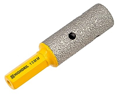 HIGHDRIL Diamant Fräser - 15mm Diamantbohrer Vergrößern, Formen, Schleifen von Löchern, Trockenkernbohrer für Porzellan, Hartkeramik, Granit und Marmor (Sechskantschaft)