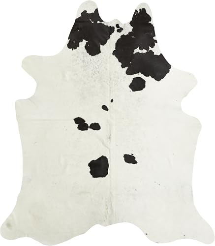 LUXOR Living Rinderfell Kuhfell Teppich - Natürlicher Teppich für Naturgetreue Wohnatmosphäre - ca. 160 x 240 cm Schwarz Gemustert