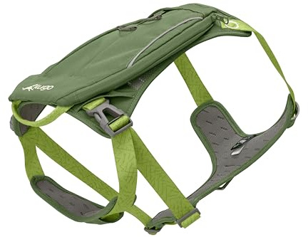 Kurgo Cascade-Hundegeschirr, Hundegeschirr mit Rucksack, Wanderrucksack für Hunde, Größe L, Grün